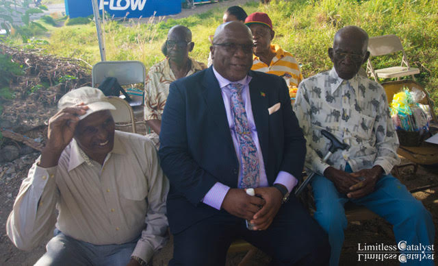 PM. Harris centre with Mr. Depusoir right and a friend