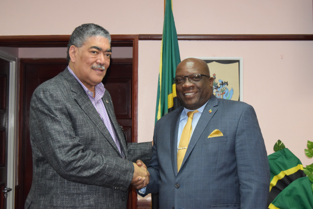 Prime Minister Harris and Minister Miguel Mejia