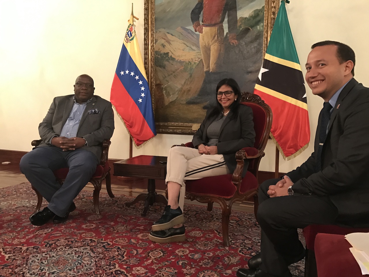 PM Harris, Delcy Rodriguez and Raul Li Causi