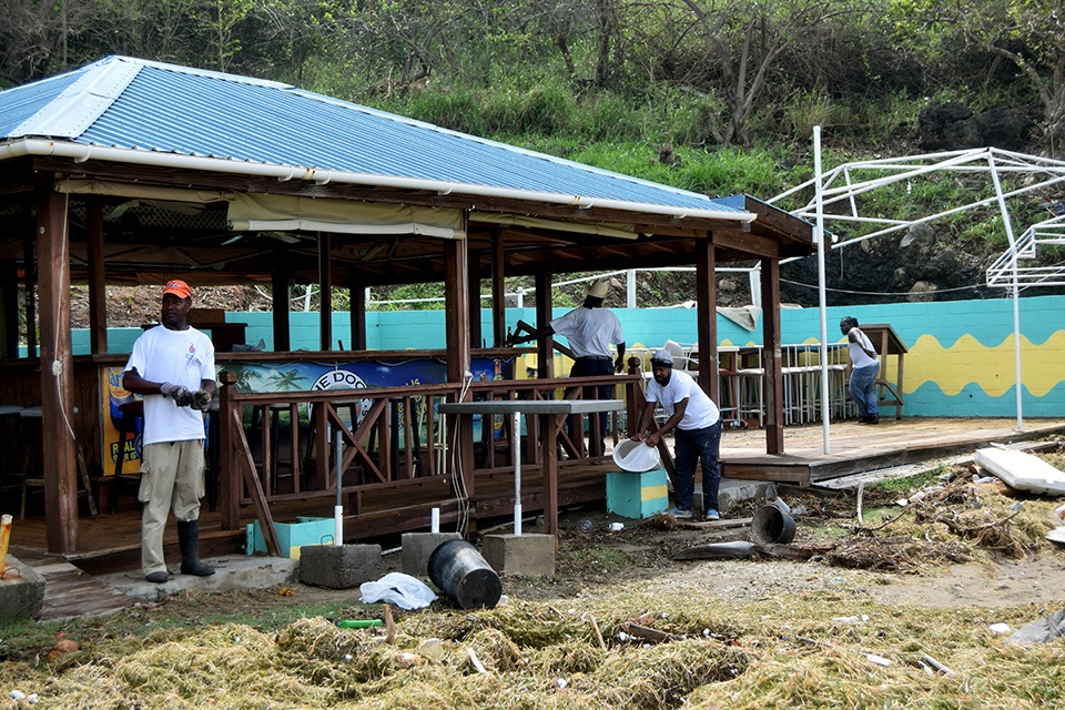 PROPRIETORS READYING THE FRIGATE BAY STRIP FOR BUSINESS AFTER HURRICANE MARIA