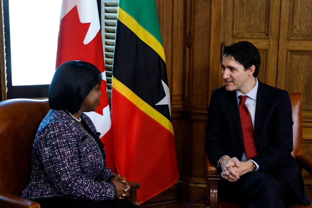 High Commissioner Sherry Tross presents letters of introduction to Canadian Prime Minister Justin Trudeau