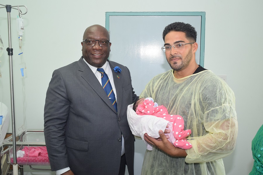 PM HARRIS CONGRATULATES LIME KILN COUPLE ON BIRTH OF BOUNCING INDEPENDENCE 35 BABY GIRL