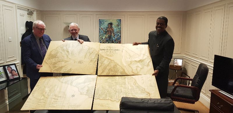 HIGH COMMISSIONER ISAAC ACCEPTS 1828 MAP OF ST. KITTS