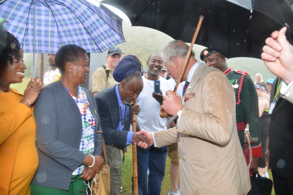 THE PRINCE OF WALES MEETS MANAGEMENT OF BRIMSTONE HILL FORTRESS NATIONAL PARK AND PERSONS PRESENT IN 1973 WHEN HE FIRST VISITED