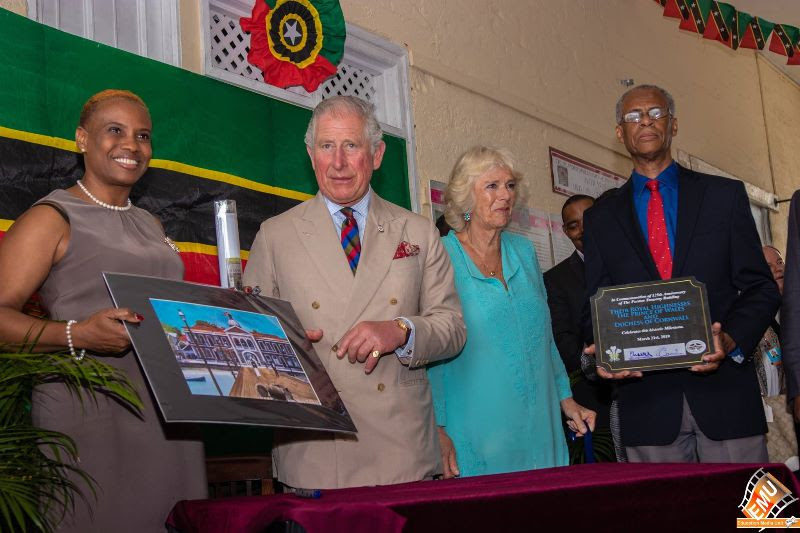 HUNDREDS THRONG THE PRINCE OF WALES AND DUCHESS OF CORNWALL AT BERKELEY MEMORIAL AND NATIONAL MUSEUM IN ST. KITTS