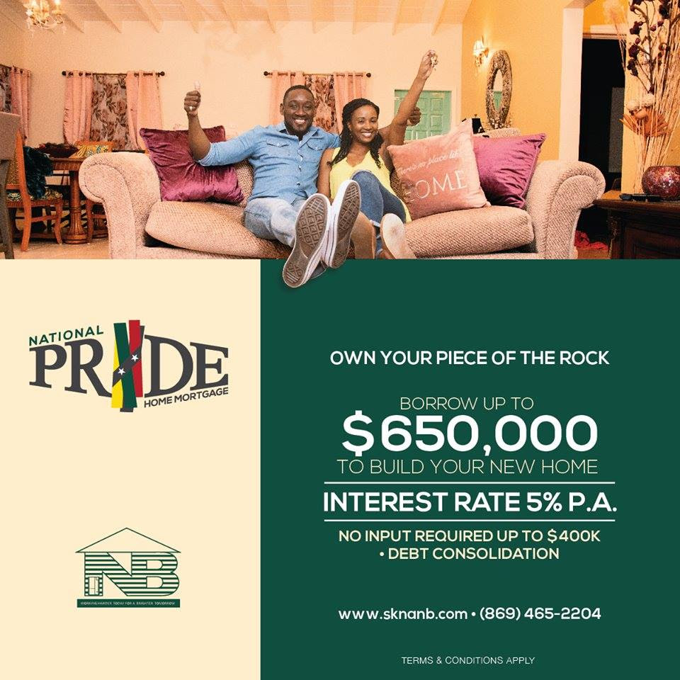 ST. KITTS-NEVIS-ANGUILLA NATIONAL BANK LAUNCHES TWO MORTGAGE LOAN PROGRAMMES FOR FIRST TIME HOMEOWNERS