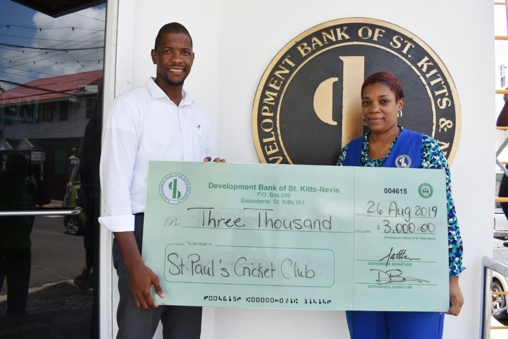 Development Bank contributes to St. Paul’s Cricket Club’s efforts to keep children off streets