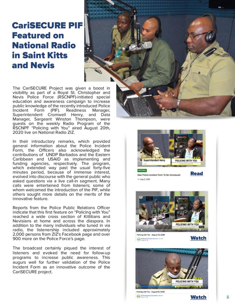 ROYAL ST. CHRISTOPHER AND NEVIS POLICE FORCE OFFICERS, RADIO SHOW HIGHLIGHTED IN CARISECURE NEWSLETTER