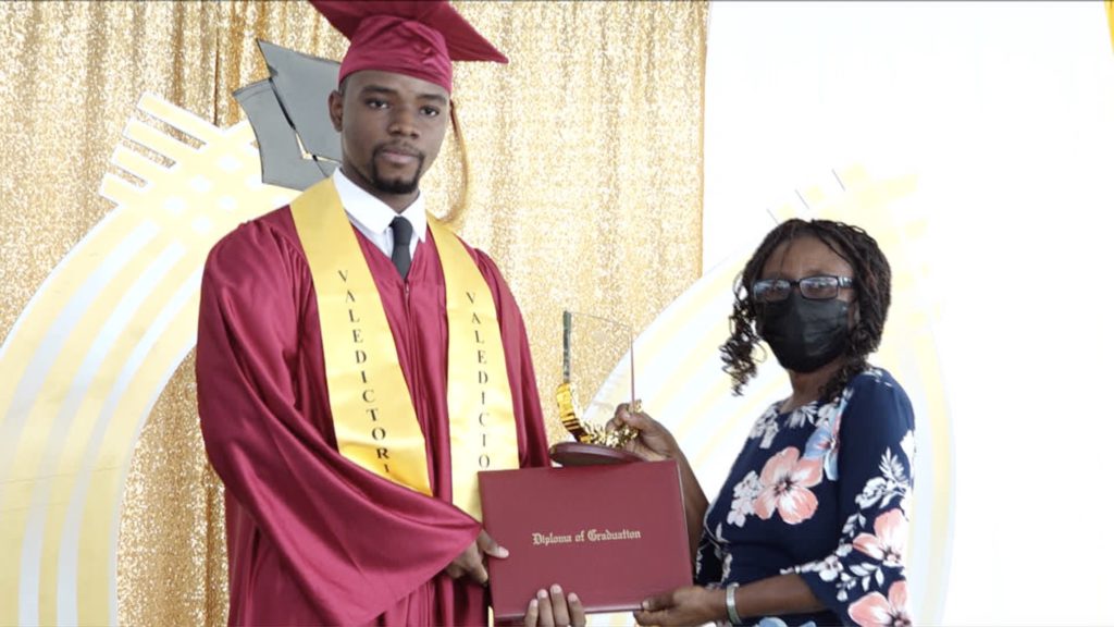 Nevis Sixth Form’s 2021 valedictorian Mr. Zyte Bodley urges fellow graduands to prioritise, give their best