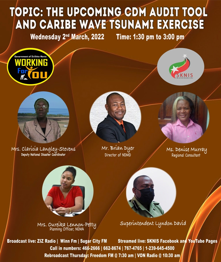 UPCOMING CDM AUDIT AND THE 2022 CARIBE WAVE EXERCISE ARE SPECIAL TOPICS ON WORKING FOR YOU ON WEDNESDAY, MARCH 02
