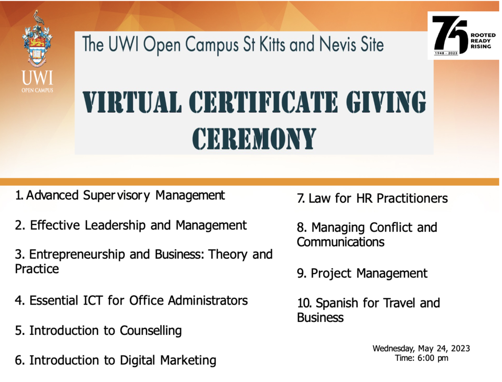 The UWI Open Campus St Kitts and Nevis celebrates Professional Development Achievements