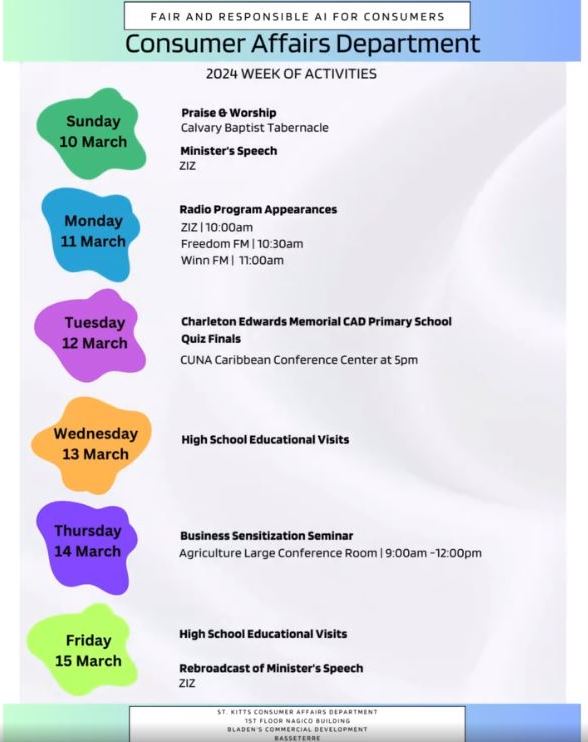 ST. KITTS AND NEVIS OBSERVES WORLD CONSUMER RIGHTS DAY 2024, WITH WEEK-LONG ACTIVITIES