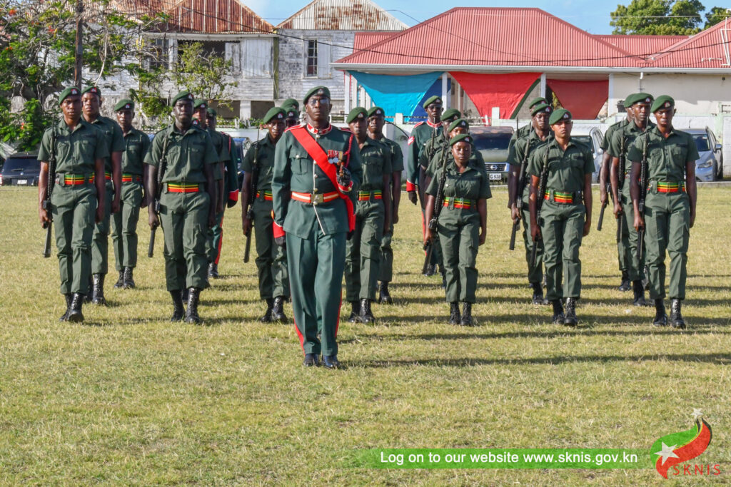 PRIME MINISTER DREW SALUTES THE NEW RECRUITS OF THE ST. KITTS–NEVIS DEFENCE FORCE AND URGES THEM TO SERVE WITH DISTINCTION